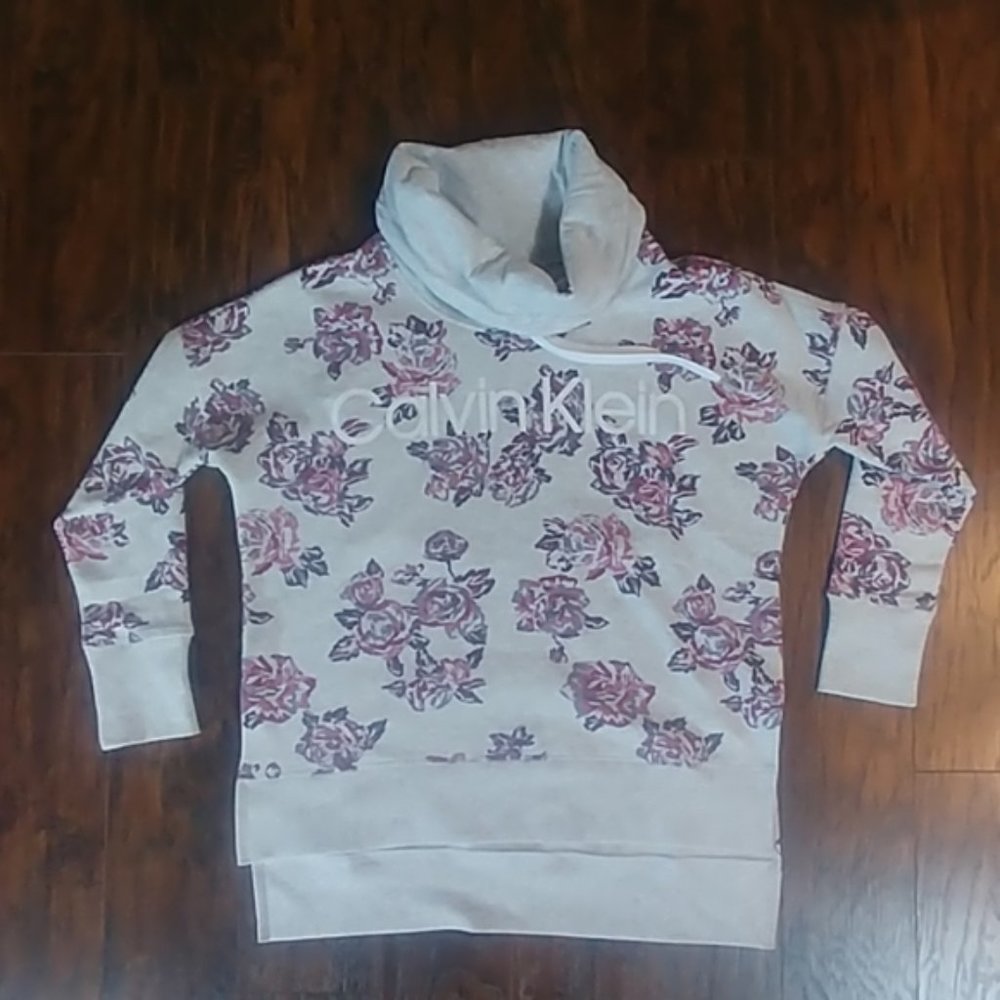 SOLD🔽70%🆕CK Gray Pink Cowl Pullover Sweatshirt - Picture 6 of 8
